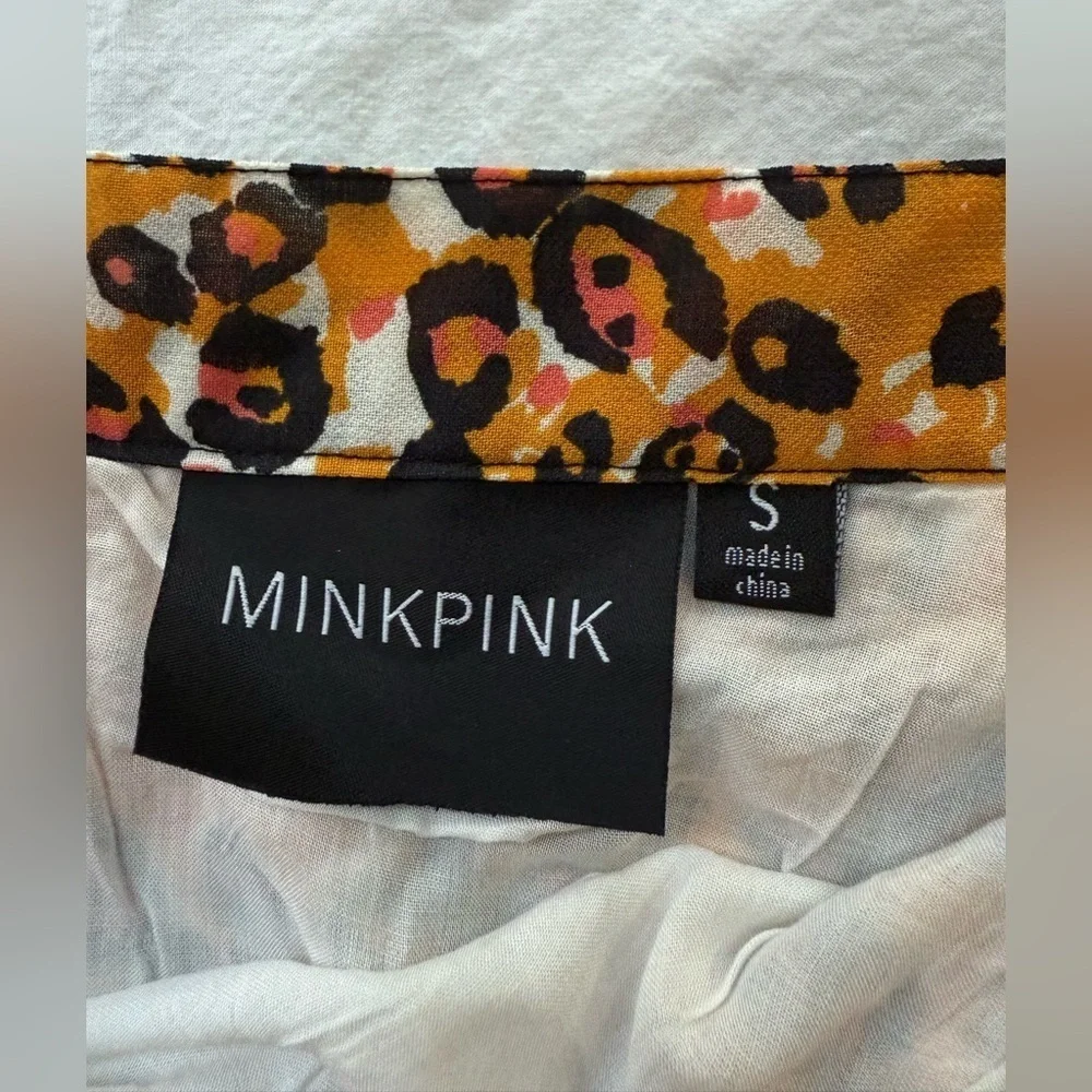 MINKPINK Orange and Pink Cheetah Print Pleated Circle Skirt Small